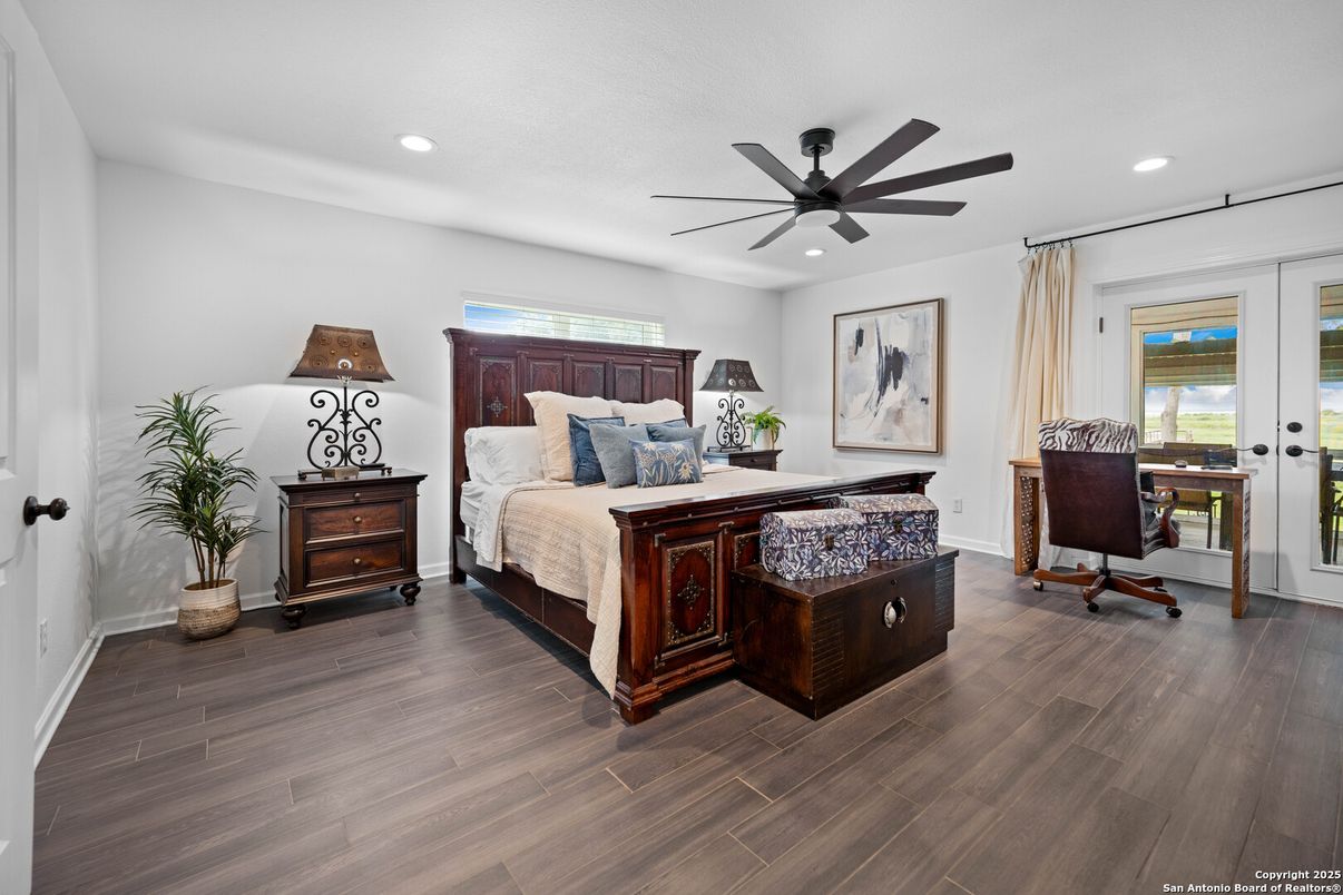 Bedroom, Home Office, Interior, Recessed Lighting, Wood Texture Flooring