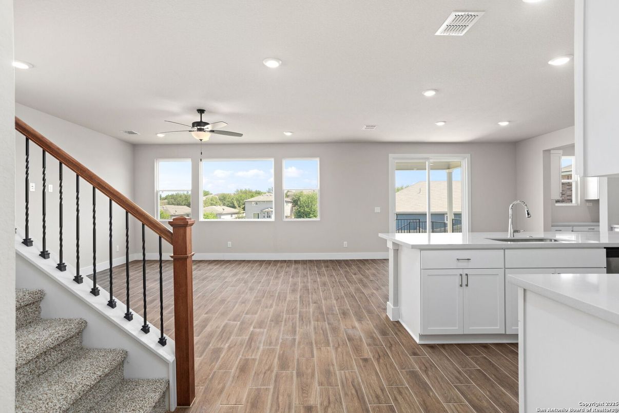 Interior, Kitchen, Recessed Lighting, Wood Texture Flooring