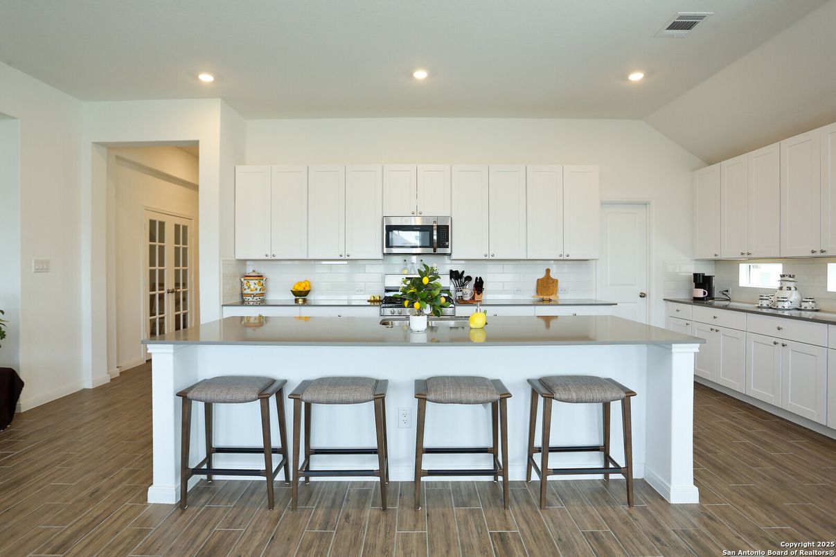 Interior, Kitchen, Recessed Lighting, Wood Texture Flooring