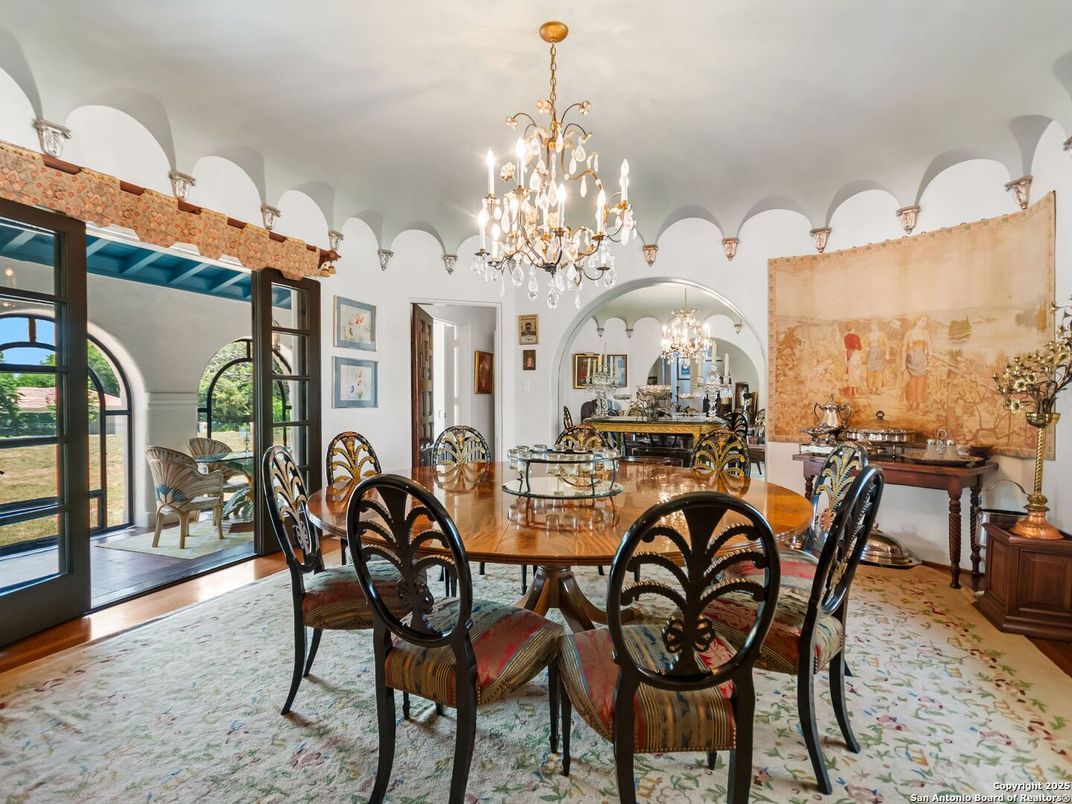 Chandelier, Dining room, Interior, Wood Texture Flooring