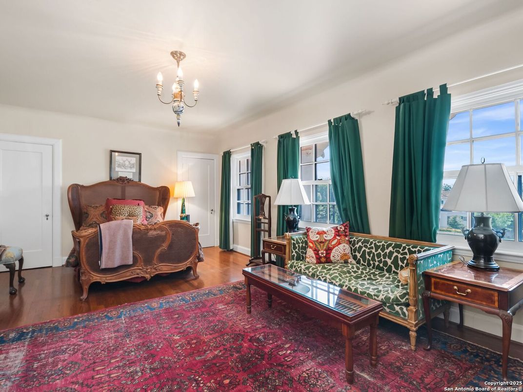 Bedroom, Chandelier, Interior, Wood Texture Flooring