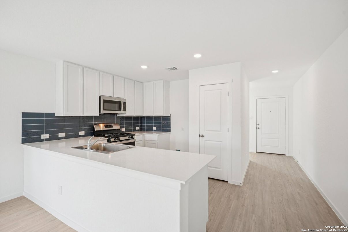 Interior, Kitchen, Recessed Lighting, Wood Texture Flooring