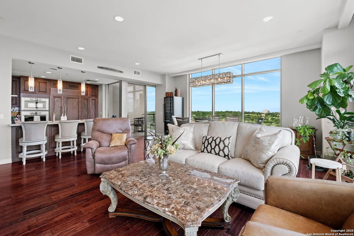 Interior, Kitchen, Living room, Pendant Lights, Recessed Lighting, Stainless Steel Appliances, Wood Texture Flooring