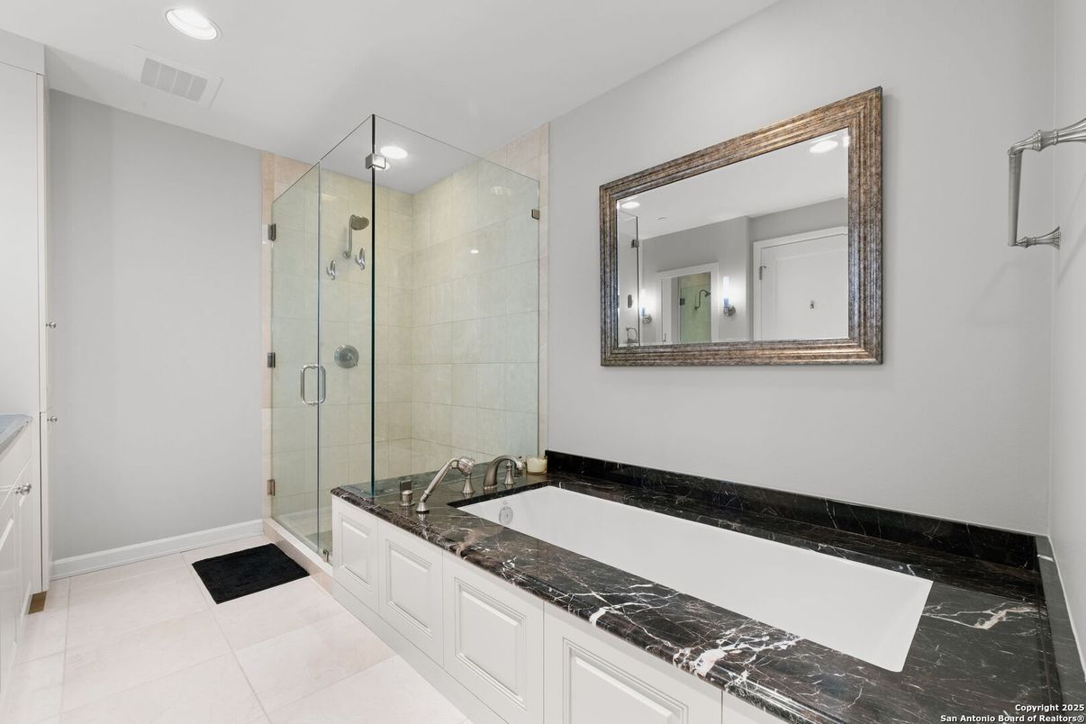 Bathroom, Glass Shower, Interior, Recessed Lighting