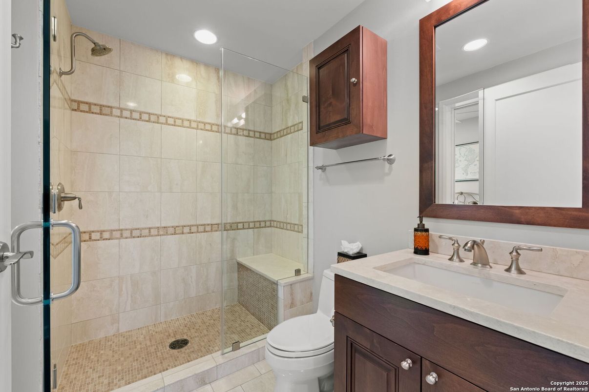 Bathroom, Glass Shower, Interior, Recessed Lighting