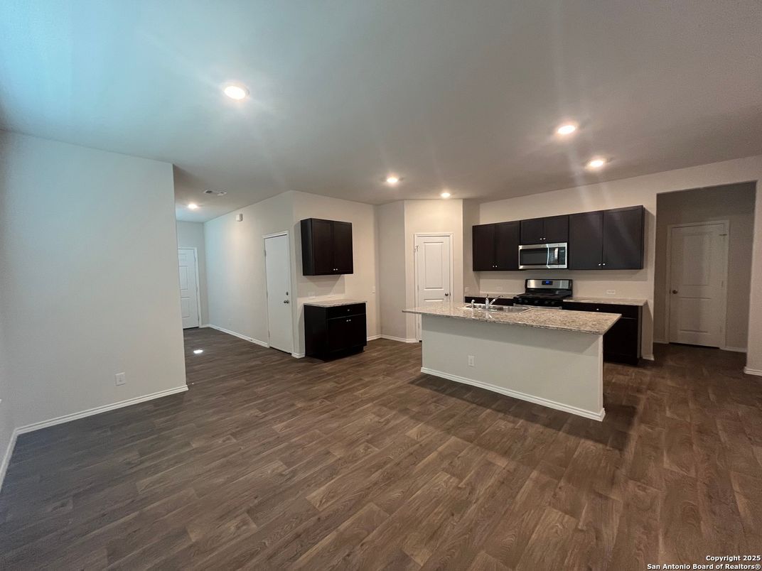 Interior, Kitchen, Recessed Lighting, Wood Texture Flooring