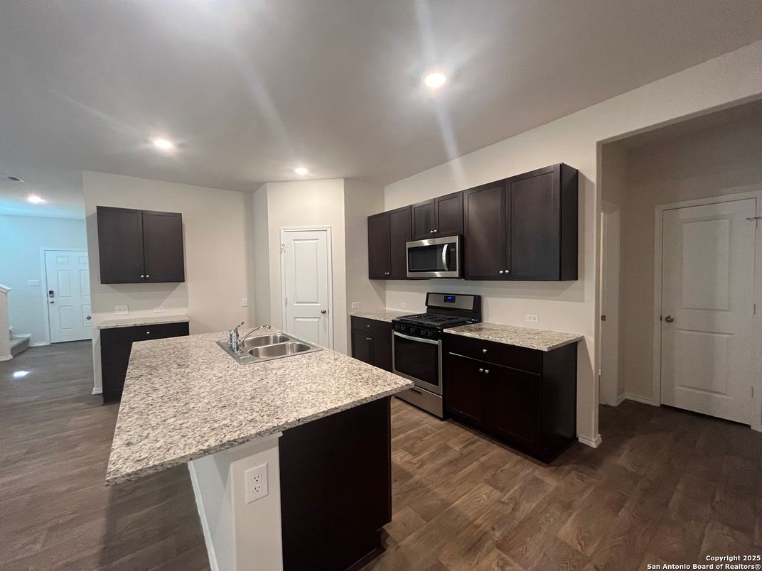 Interior, Kitchen, Recessed Lighting, Wood Texture Flooring