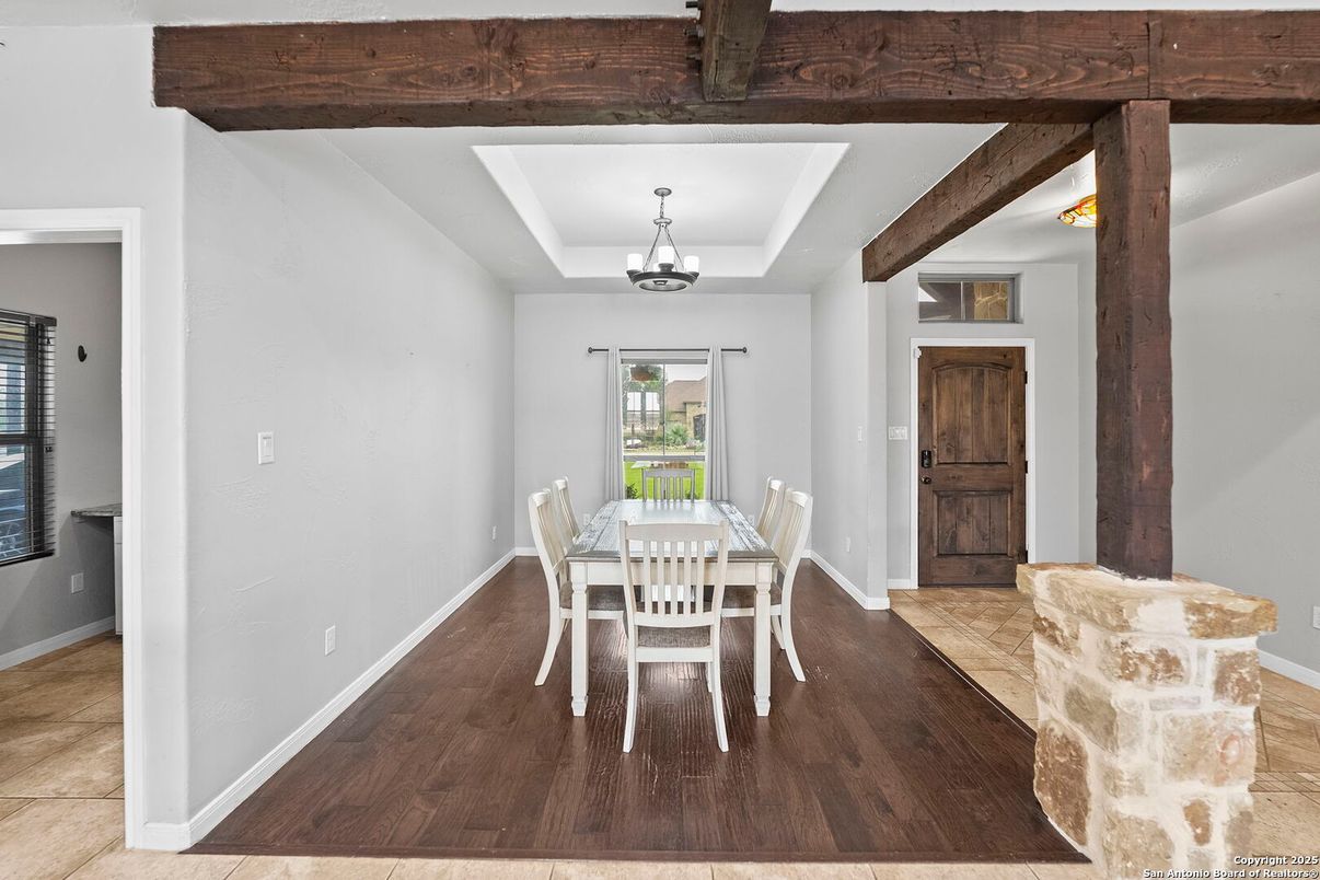 Dining room, Interior, Wooden Beams, Wood Texture Flooring