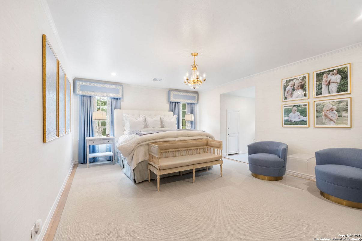 Bedroom, Chandelier, Interior, Recessed Lighting