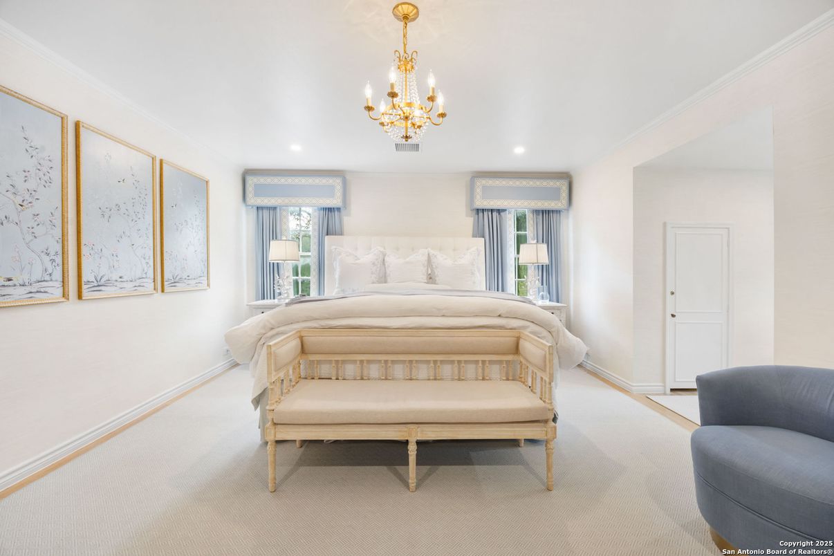 Bedroom, Chandelier, Interior, Recessed Lighting