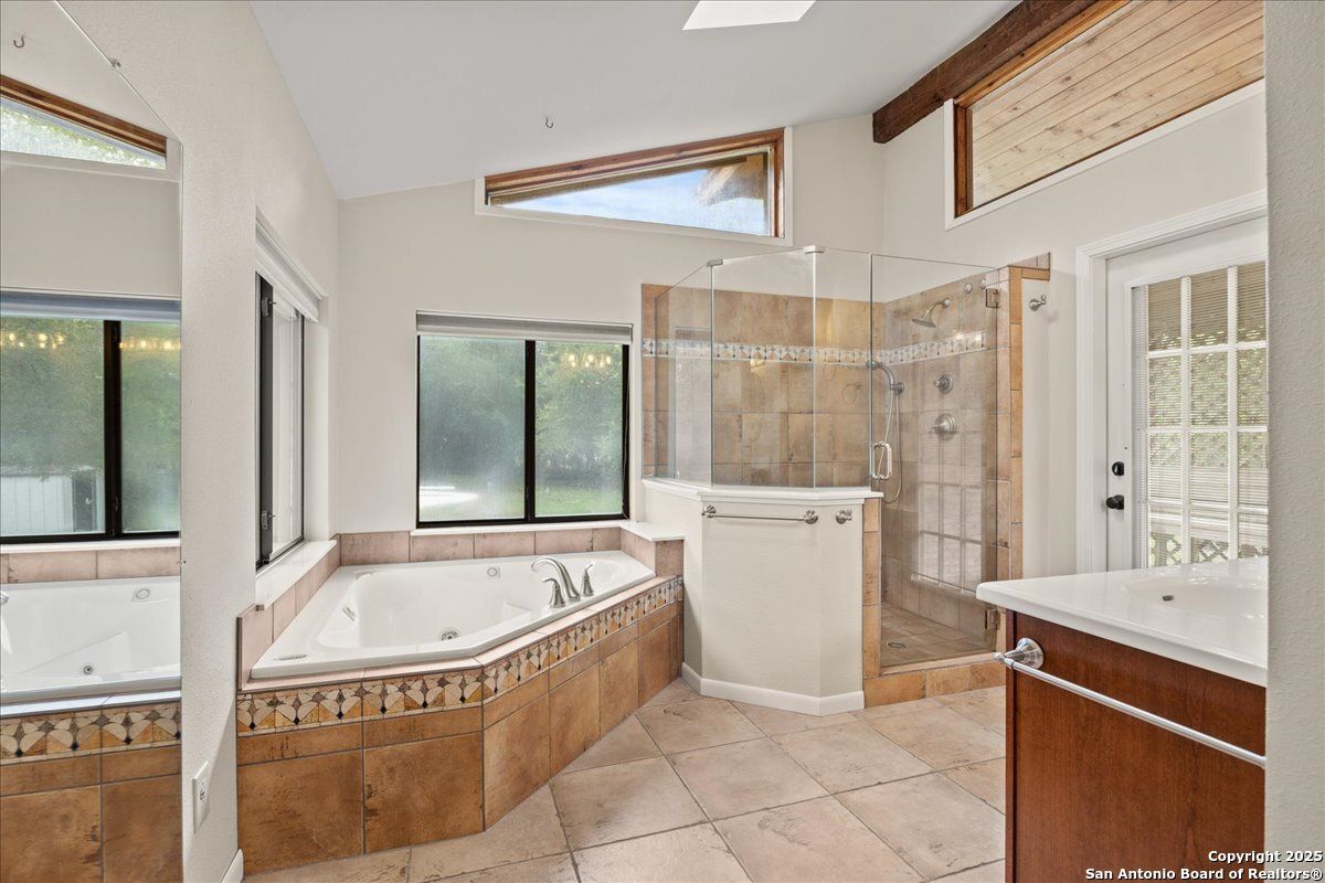 Bathroom, Glass Shower, Interior, Wooden Beams