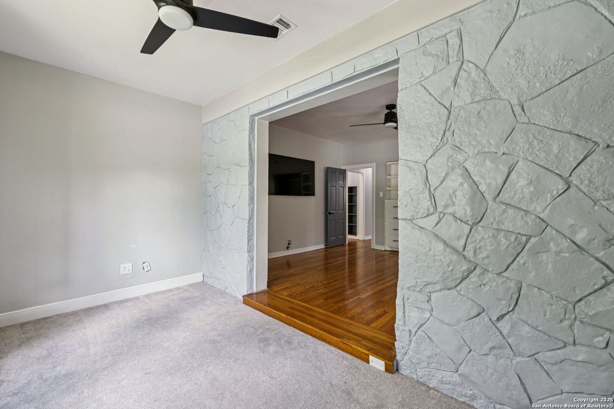 Empty room, Interior, Stone Walls, Wood Texture Flooring