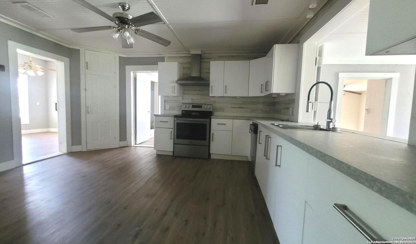 Interior, Kitchen, Stainless Steel Appliances, Wood Texture Flooring