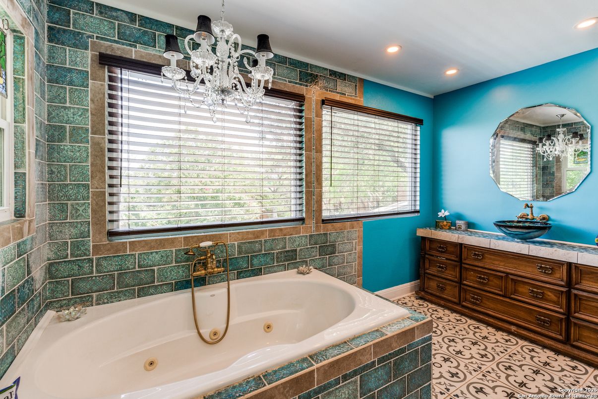 Bathroom, Chandelier, Interior, Recessed Lighting