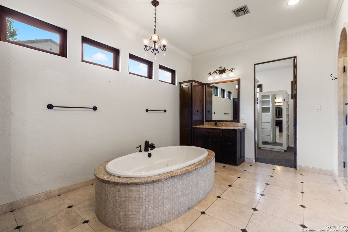 Bathroom, Chandelier, Interior, Recessed Lighting
