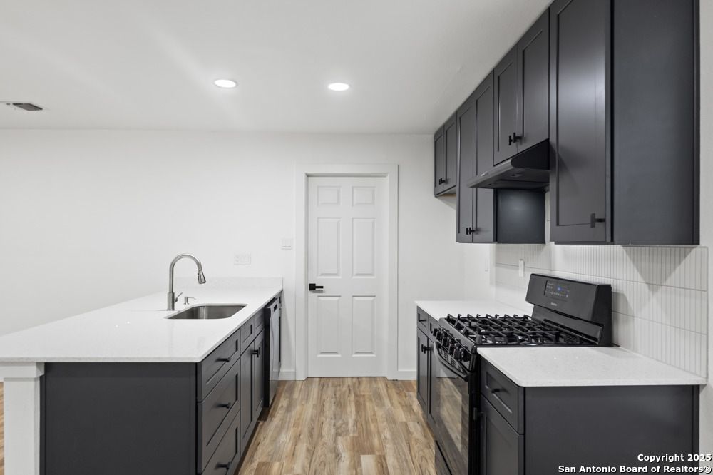 Interior, Kitchen, Recessed Lighting, Wood Texture Flooring