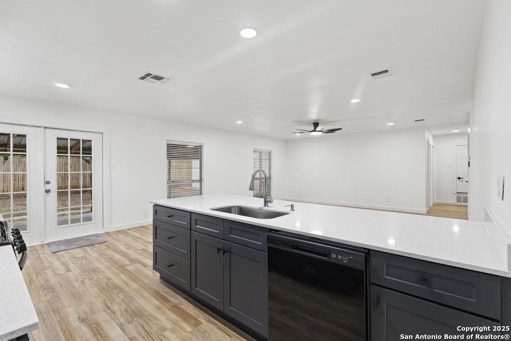 Interior, Kitchen, Recessed Lighting, Wood Texture Flooring