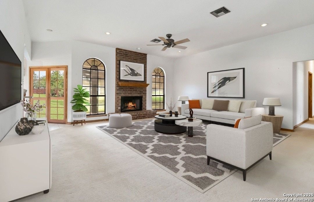 Fireplace, Interior, Living room, Recessed Lighting