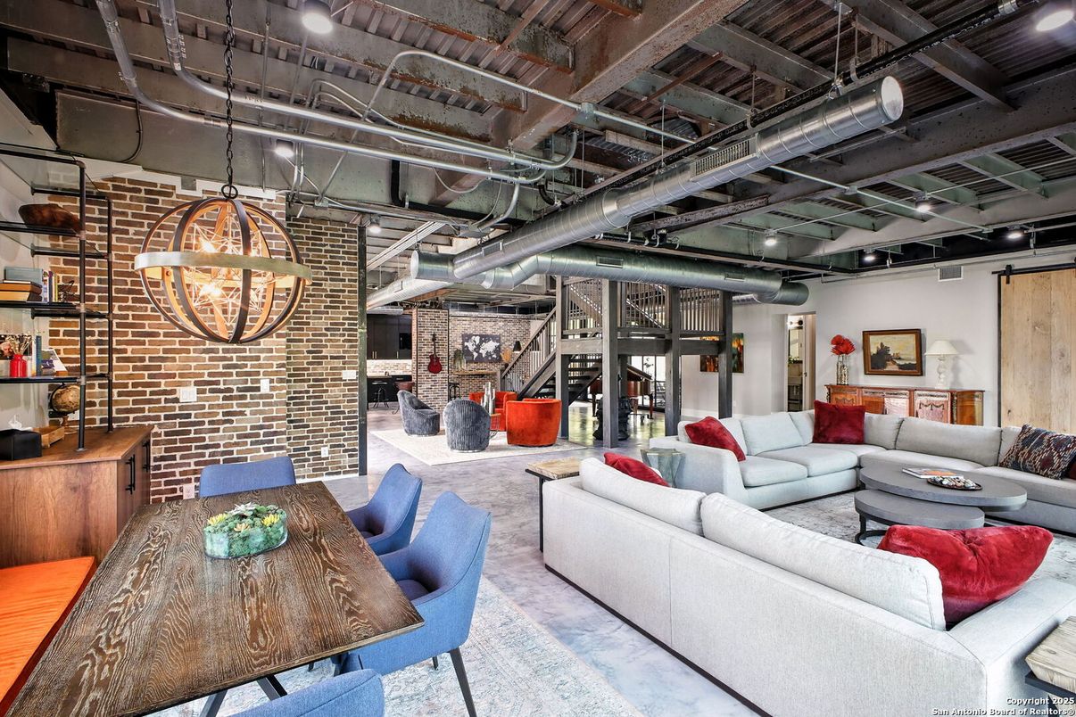 Dining room, Interior, Living room, Pendant Lights, Stone Walls
