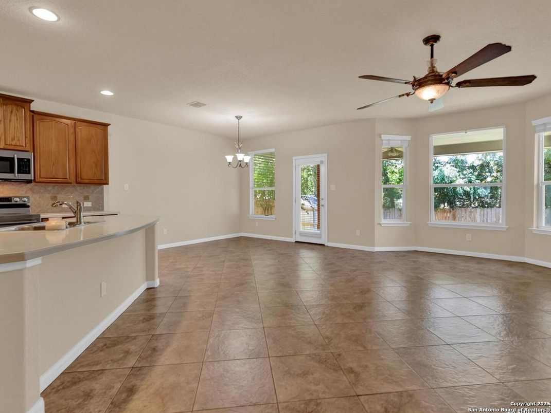 Chandelier, Empty room, Interior, Kitchen, Recessed Lighting
