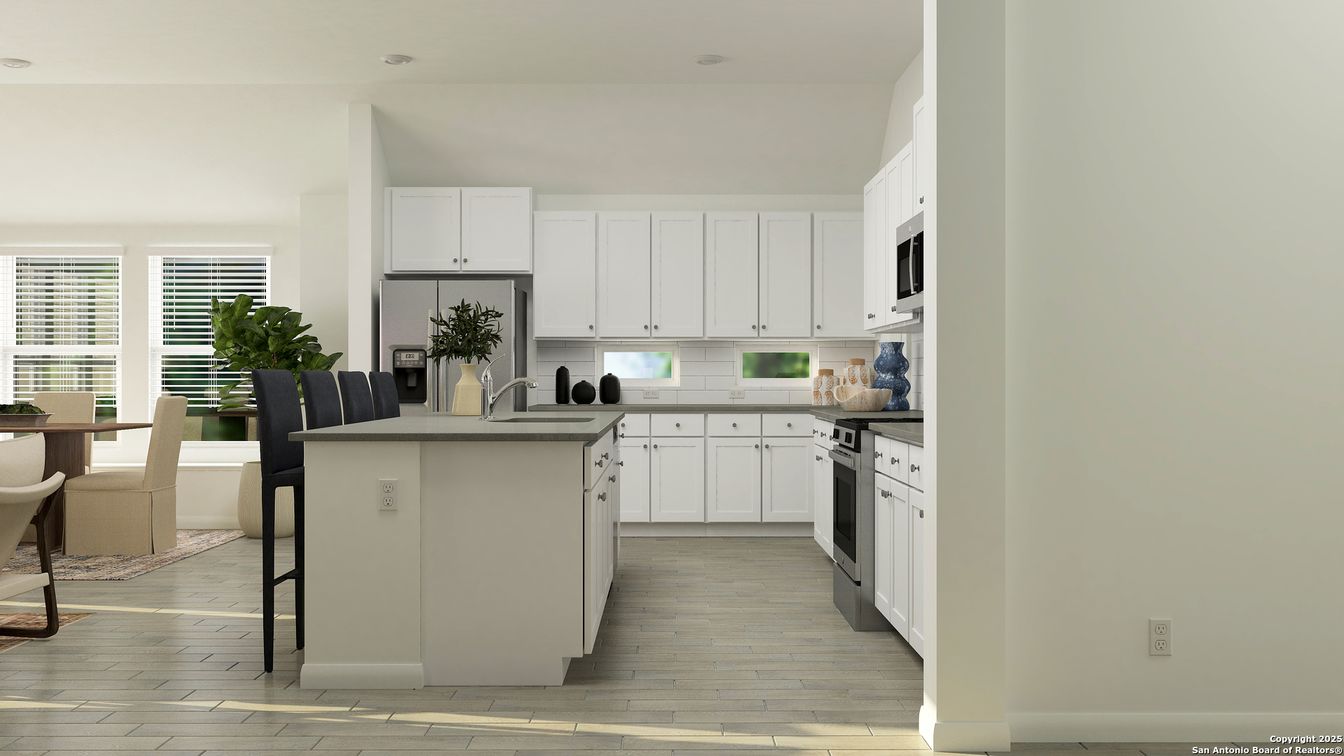 Dining room, Interior, Kitchen, Recessed Lighting, Wood Texture Flooring