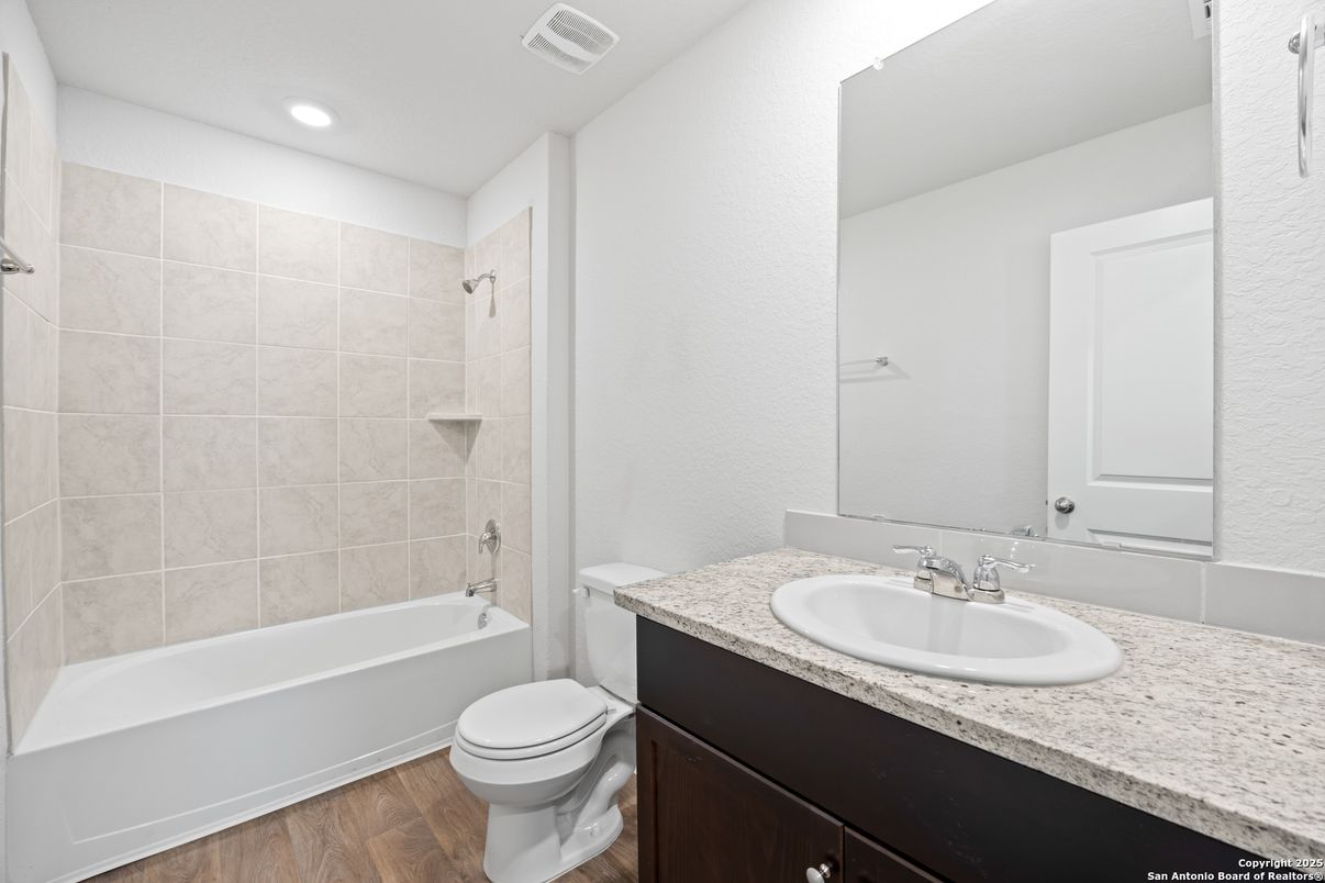 Bathroom, Interior, Recessed Lighting, Wood Texture Flooring