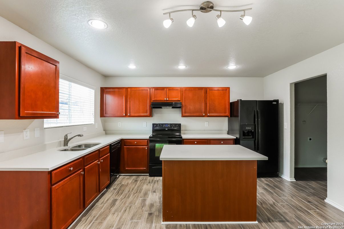 Interior, Kitchen, Recessed Lighting, Wood Texture Flooring