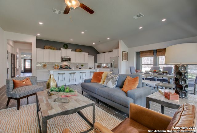 Dining room, Interior, Kitchen, Living room, Recessed Lighting, Stainless Steel Appliances