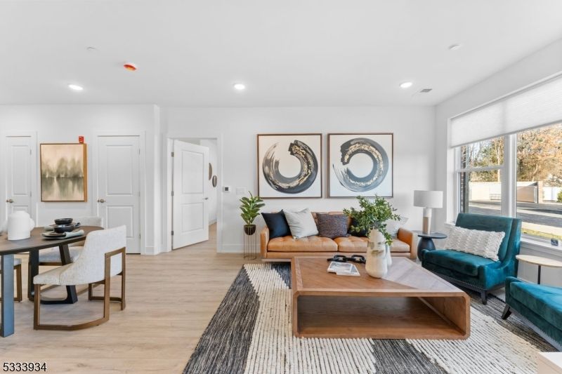 Home Office, Interior, Living room, Recessed Lighting, Wood Texture Flooring