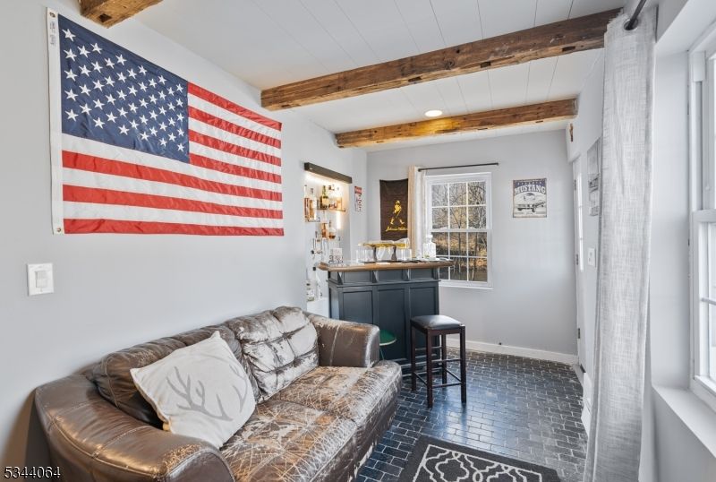 Interior, Living room, Recessed Lighting, Wooden Beams