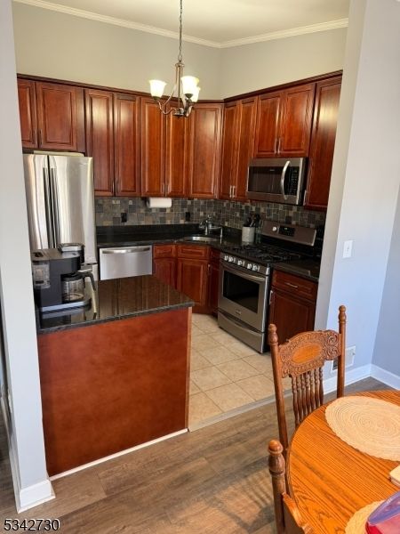 Interior, Kitchen, Pendant Lights, Stainless Steel Appliances, Wood Texture Flooring