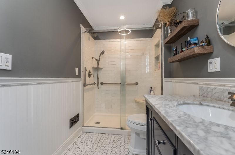 Bathroom, Glass Shower, Interior, Recessed Lighting