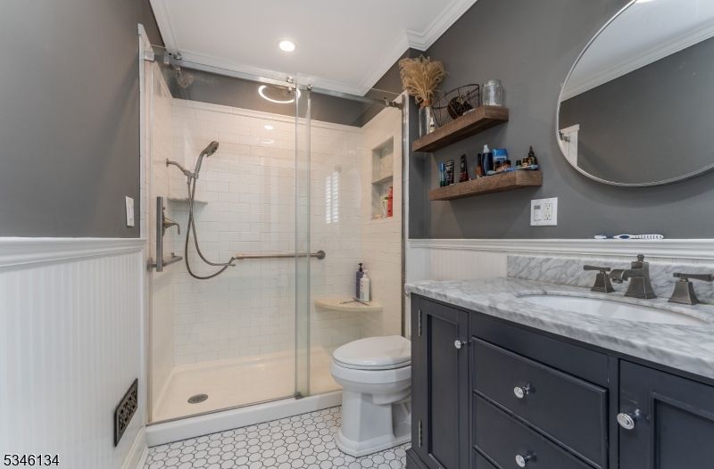 Bathroom, Glass Shower, Interior, Recessed Lighting