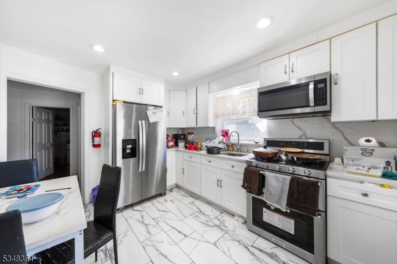 Interior, Kitchen, Marble, Recessed Lighting, Stainless Steel Appliances