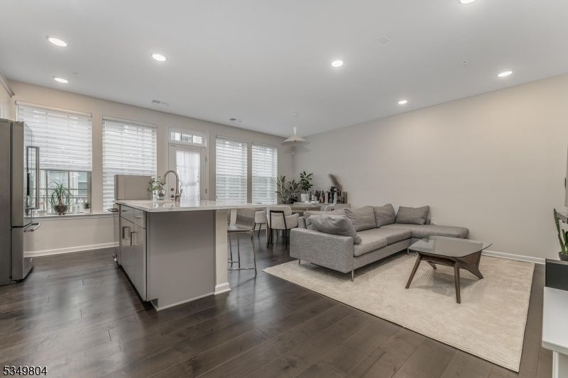 Interior, Kitchen, Living room, Pendant Lights, Recessed Lighting, Wood Texture Flooring