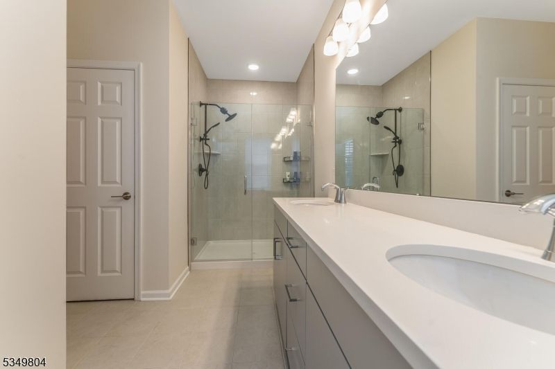 Bathroom, Dual Sink Vanities, Glass Shower, Interior, Recessed Lighting