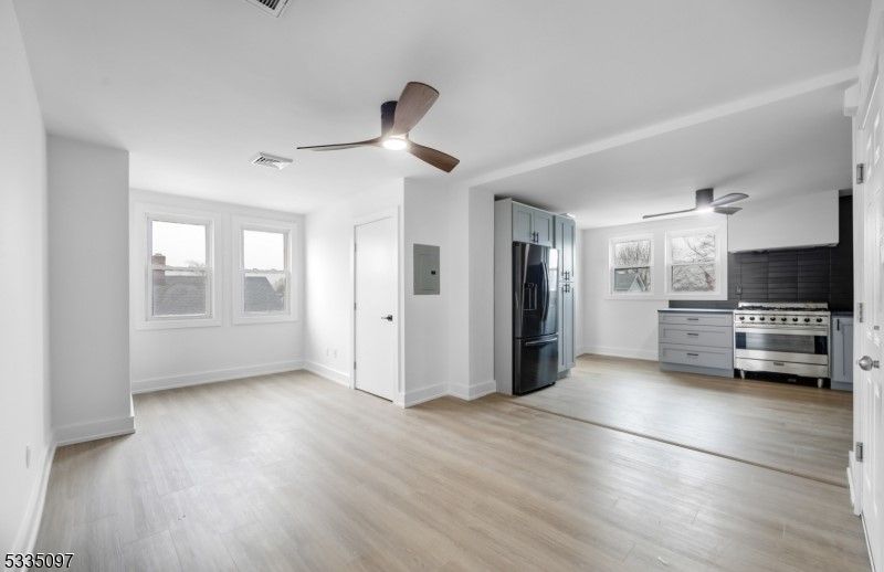 Interior, Kitchen, Stainless Steel Appliances, Wood Texture Flooring