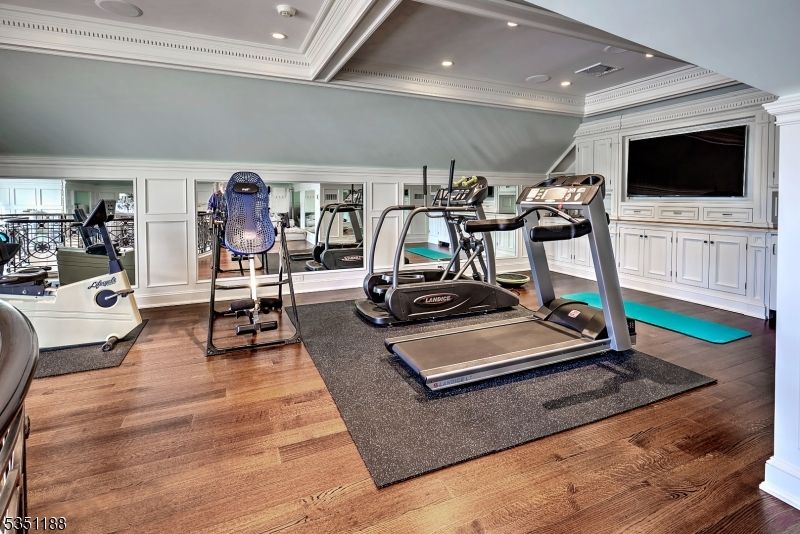 Fitness Equipment, Interior, Recessed Lighting, Wood Texture Flooring