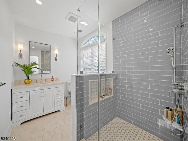 Bathroom, Glass Shower, Interior, Marble, Recessed Lighting