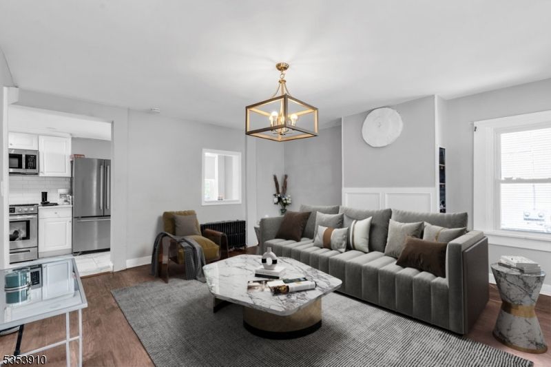 Interior, Kitchen, Living room, Pendant Lights, Stainless Steel Appliances, Wood Texture Flooring