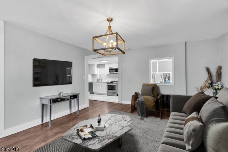 Interior, Kitchen, Living room, Pendant Lights, Stainless Steel Appliances, Wood Texture Flooring