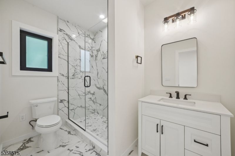 Bathroom, Glass Shower, Interior, Marble, Marble Walls, Recessed Lighting