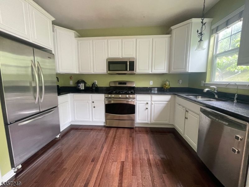 Interior, Kitchen, Pendant Lights, Stainless Steel Appliances, Wood Texture Flooring