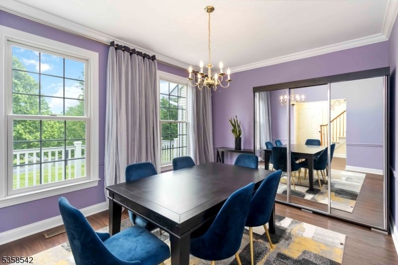 Chandelier, Dining room, Interior, Wood Texture Flooring