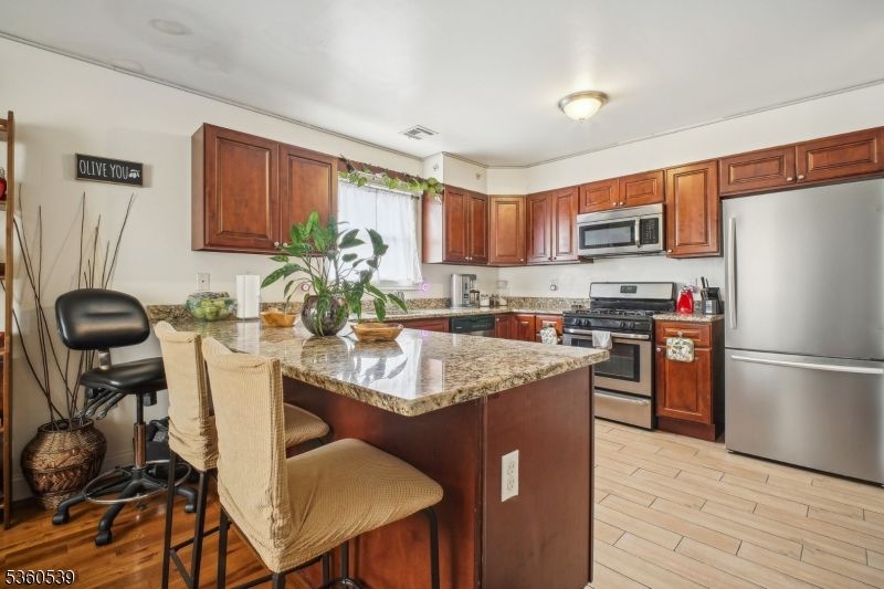 Interior, Kitchen, Stainless Steel Appliances, Wood Texture Flooring