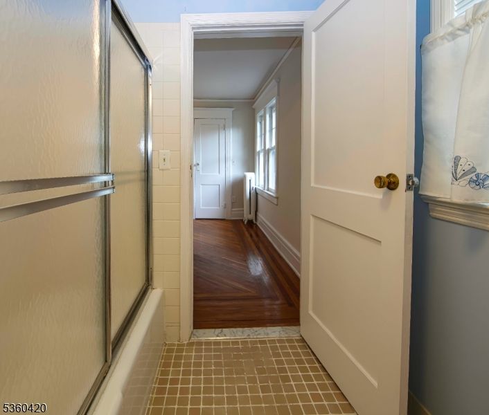 Bathroom, Glass Shower, Interior, Wood Texture Flooring