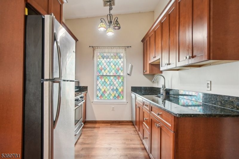 Interior, Kitchen, Pendant Lights, Stainless Steel Appliances, Wood Texture Flooring