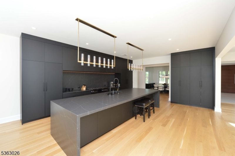 Interior, Kitchen, Pendant Lights, Recessed Lighting, Wood Texture Flooring