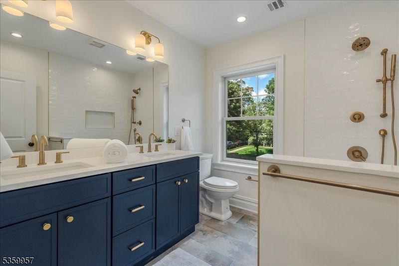 Bathroom, Dual Sink Vanities, Glass Shower, Interior, Recessed Lighting