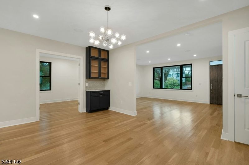 Empty room, Interior, Pendant Lights, Recessed Lighting, Wood Texture Flooring